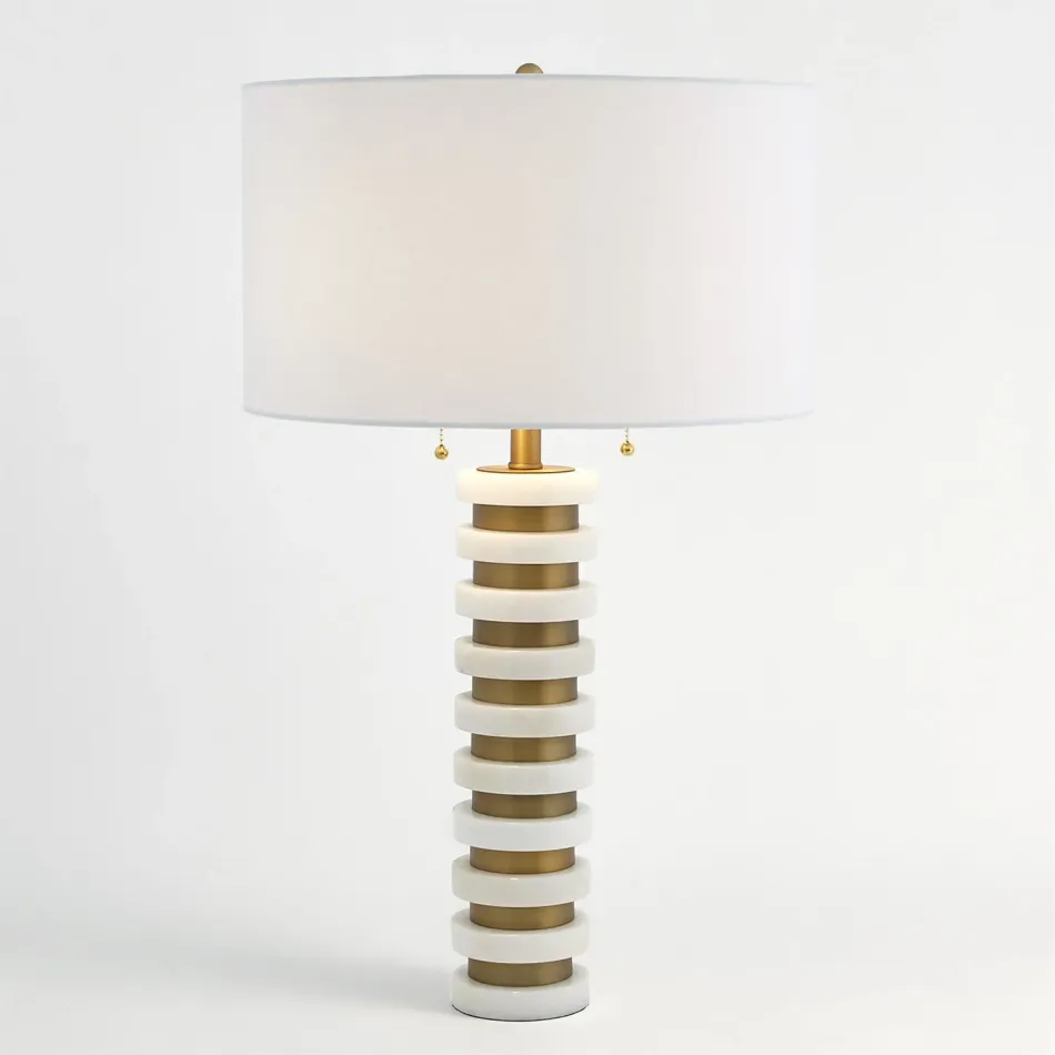 Marble Stack Lamp White