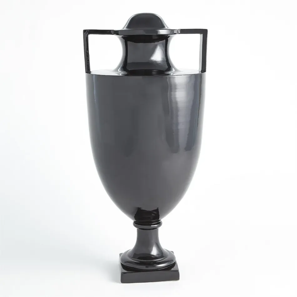 Square Handle Amphora Urn Matte Black