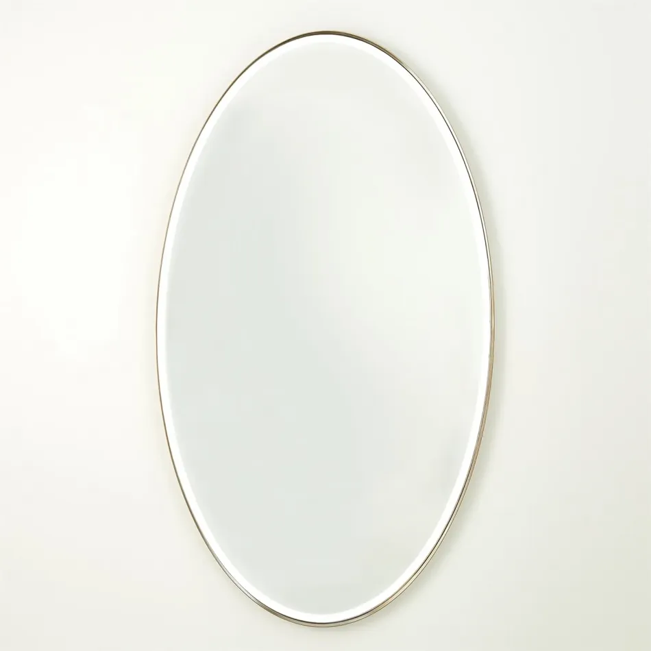 Elongated Oval Mirror Brass Large