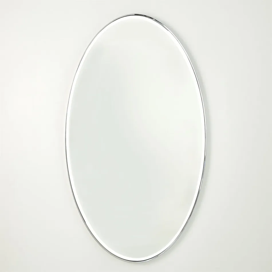 Elongated Oval Mirror Nickel Large