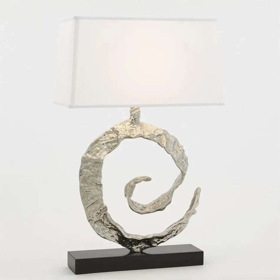 Swirl Lamp Nickel w/Black Granite