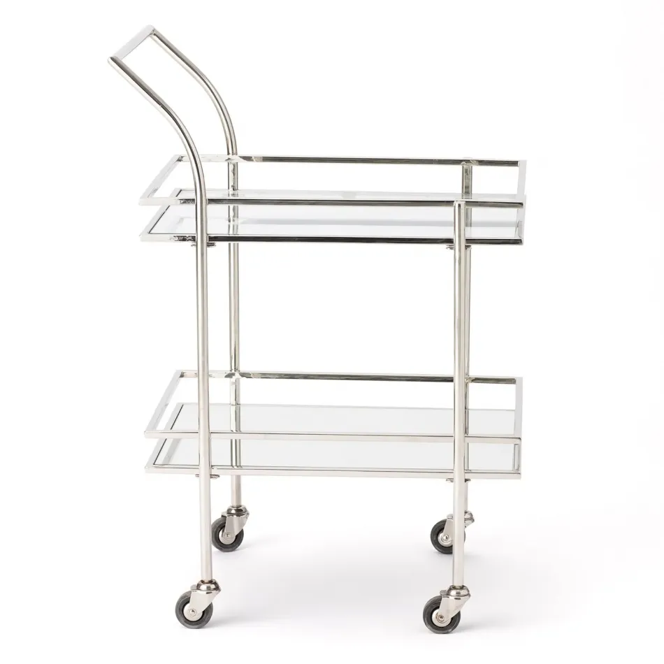 Rectangular Bar Cart w/Mirror Nickel