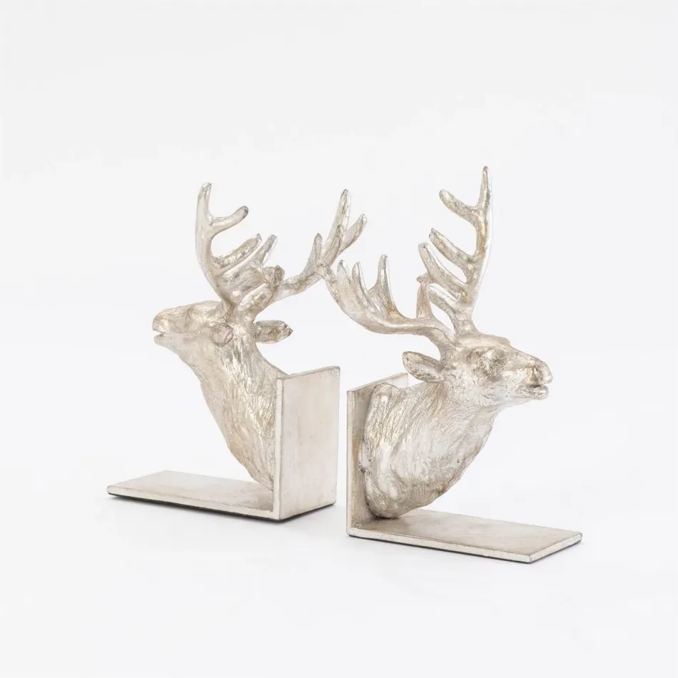Reindeer Bookends Silver Finish