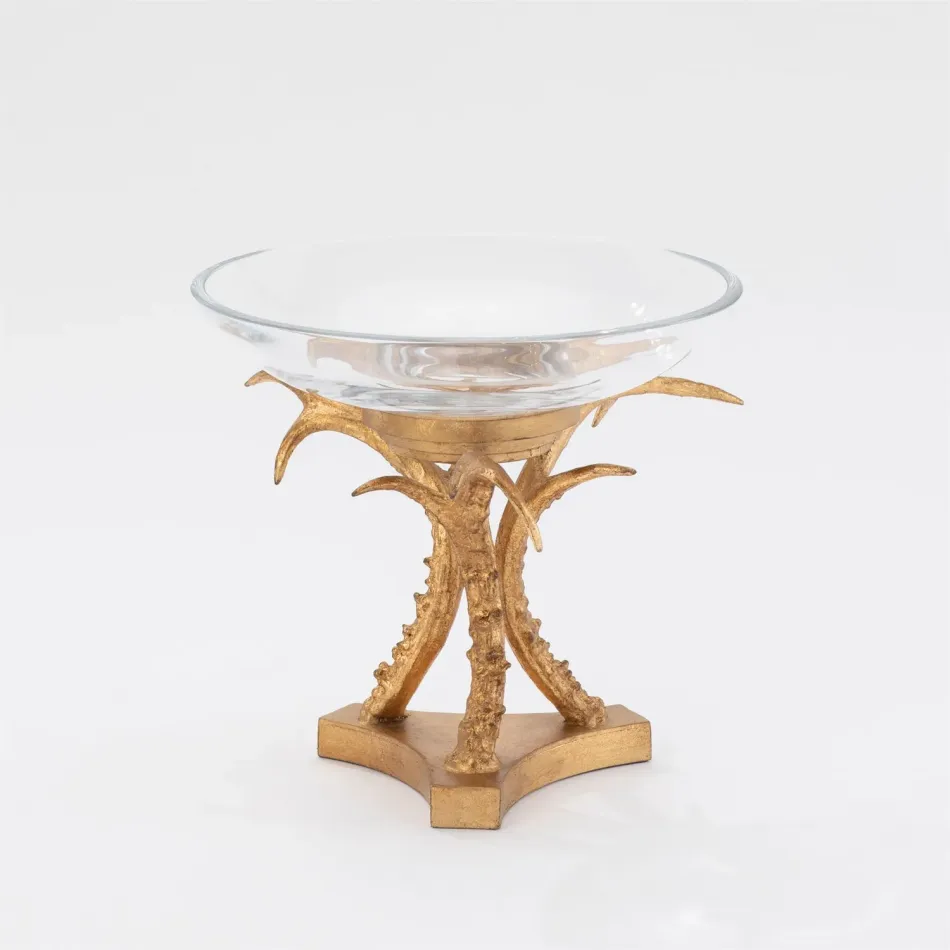 Bowl Holder W/Glass Gold