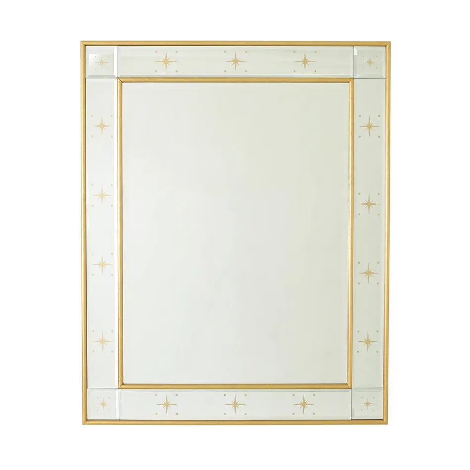Rectangular Beveled Mirror w/Gold Stars