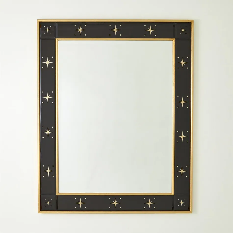 Rectangular Beveled Mirror w/Gold Stars