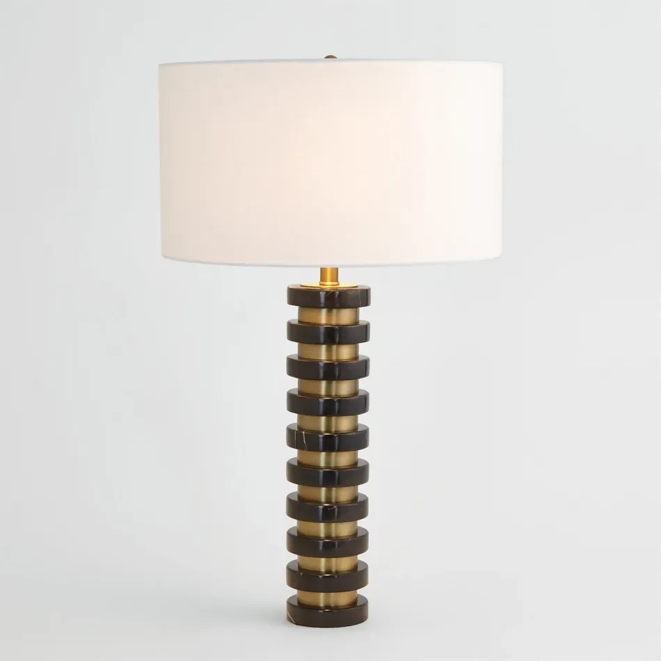 Marble Stack Lamp Black