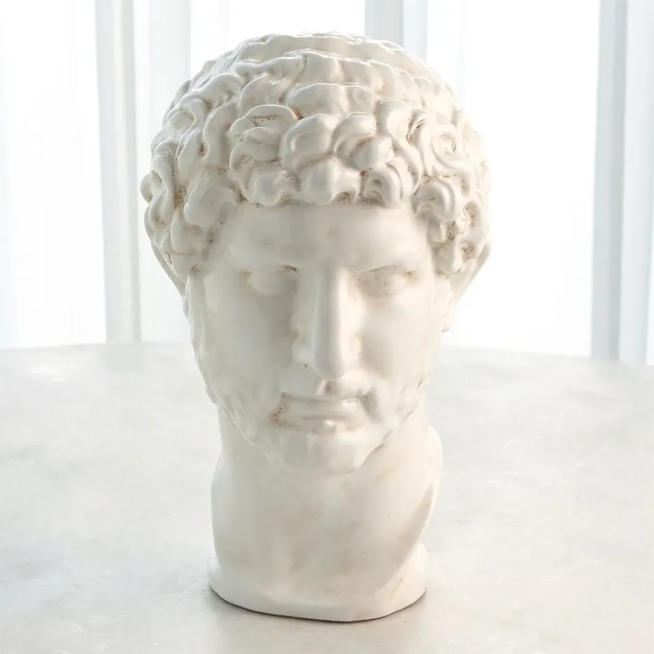 Hadrian Bust White Glaze