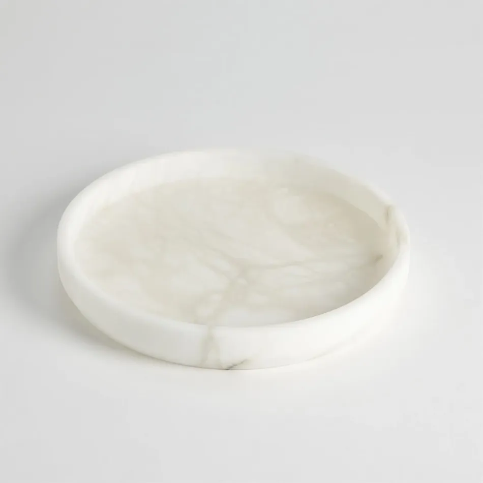 Alabaster Tapered Round Tray White