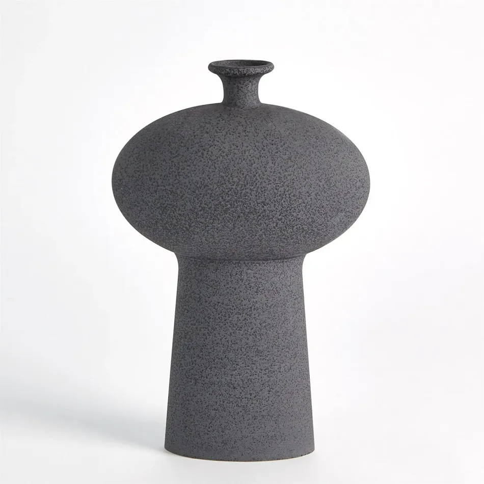 Folk Ovoid Vase Black Stone