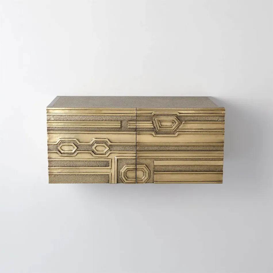 Abstract Block Cabinet Right Brass