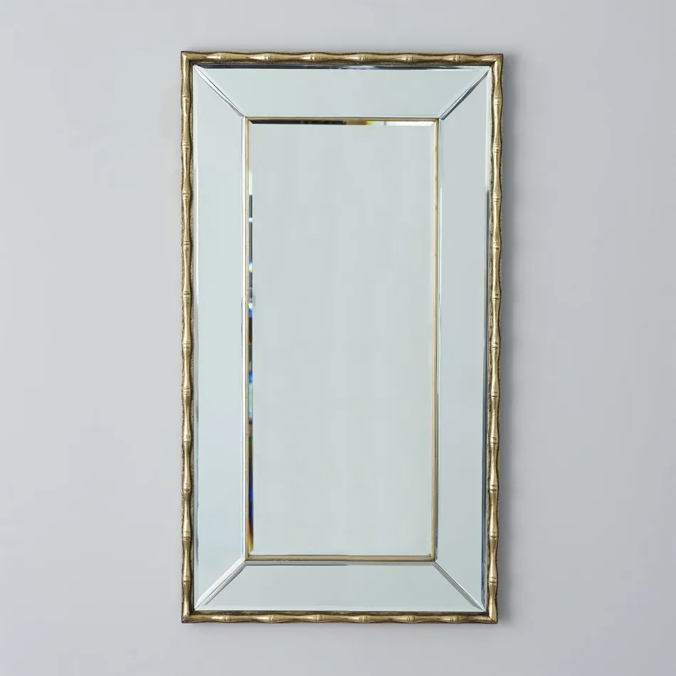 Bamboo Mirror Antique Brass