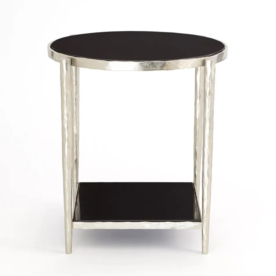 Circle/Square Side Table Nickel w/ Blac