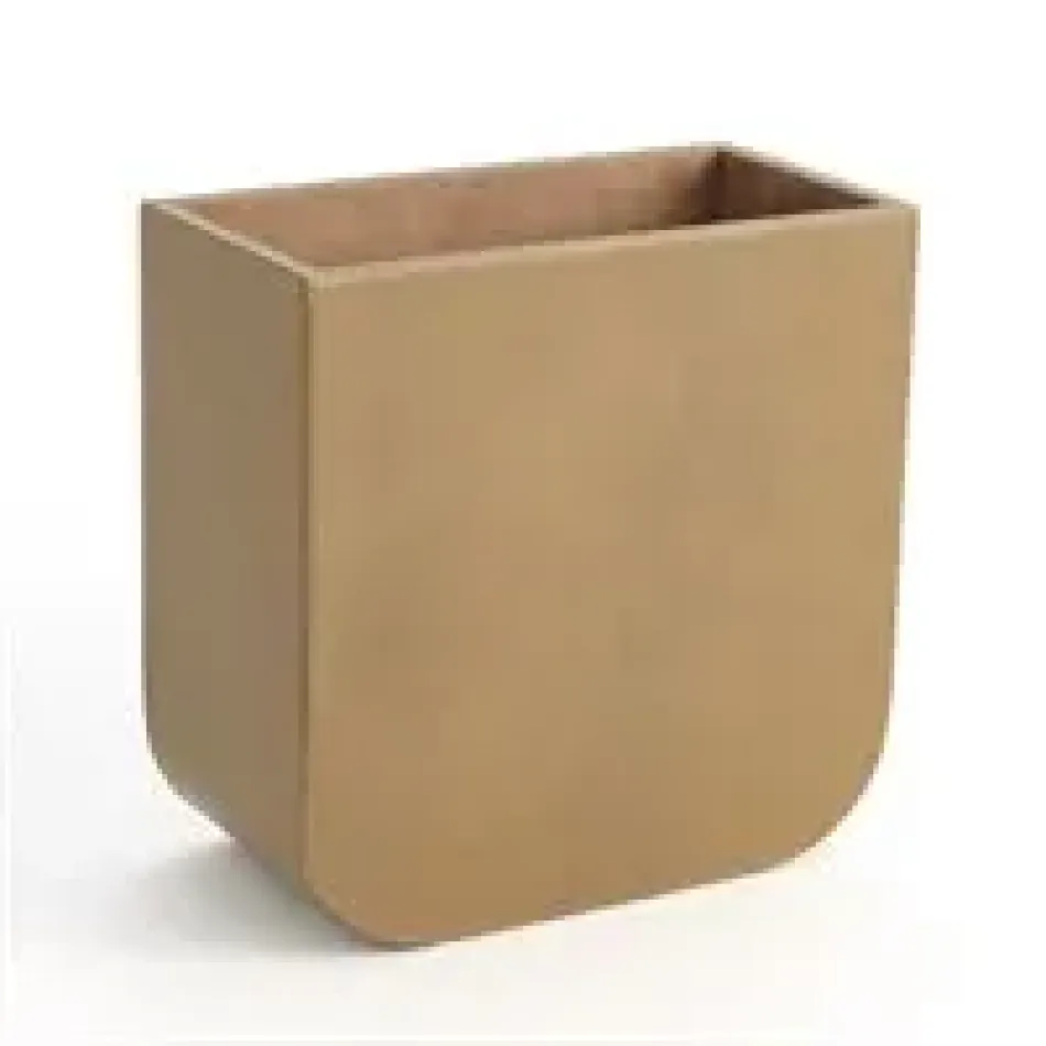 Radius Edge Leather Wastebasket Putty