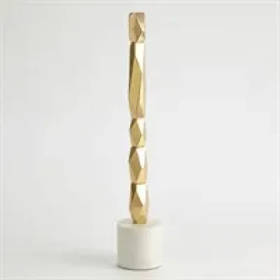 Facet Block Sculpture Brass Tall