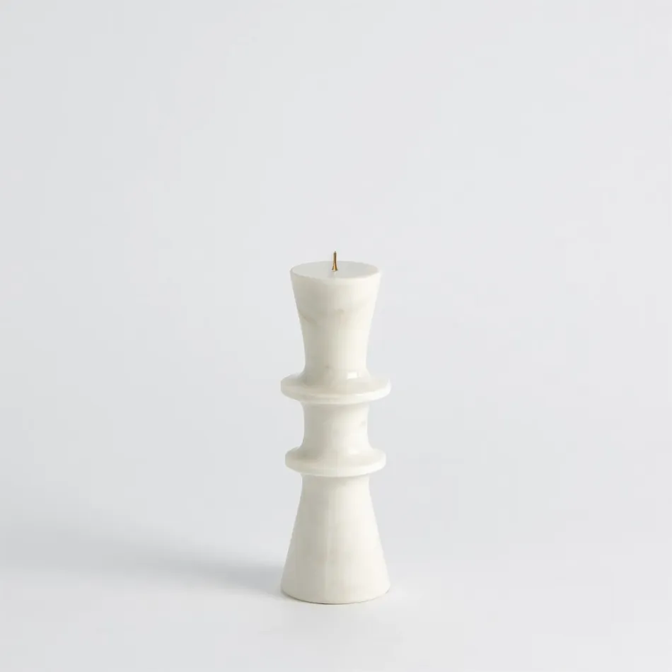 Double Flair Candle Stand White