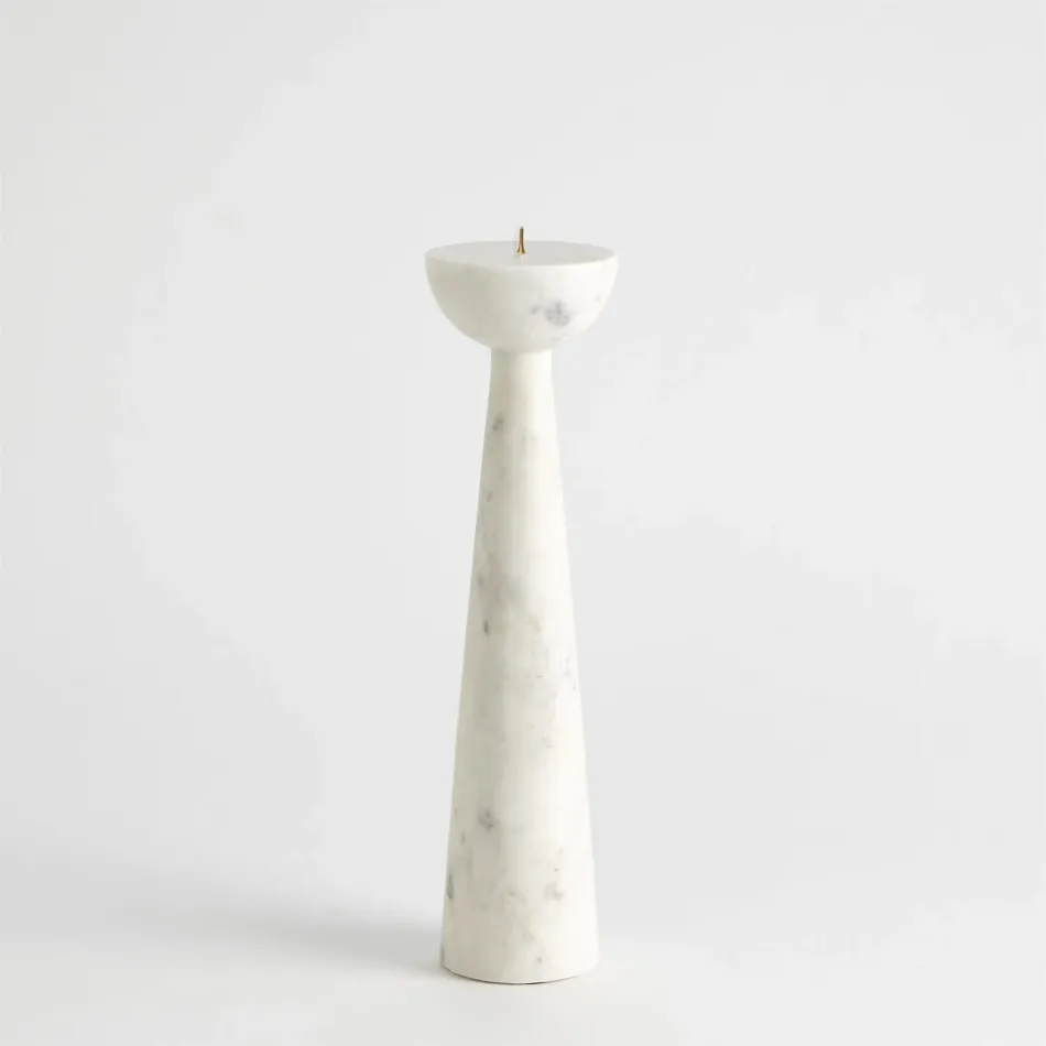 Round Top Candle Stand White Small