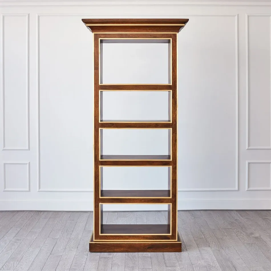 Full Library Bookcase Brass Framed