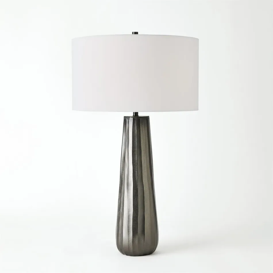 Chased Round Table Lamp Black Nickel