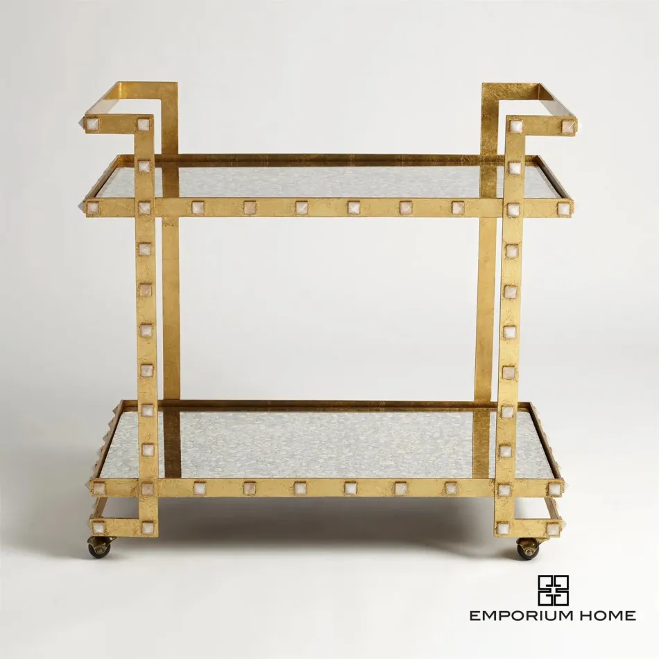 Quartz Stud Bar Cart Gold Leaf