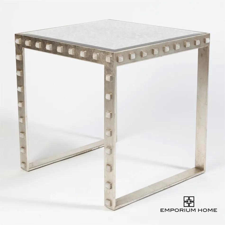 Quartz Stud End Table Silver Leaf