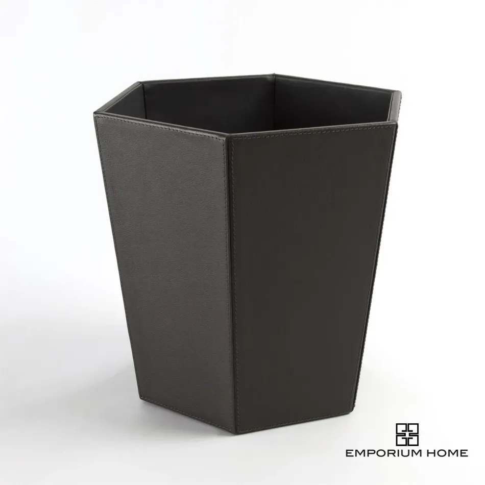 Tiffany Wastebasket Graphite Leather