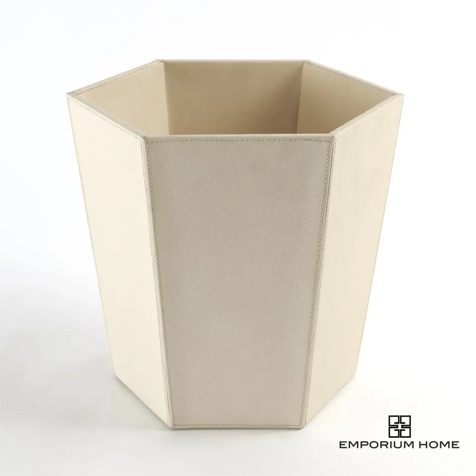 Tiffany Wastebasket Ivory Leather