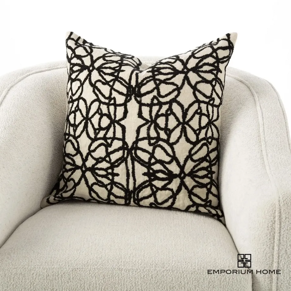 Moth Pillow Black/Bone 22" x 22"