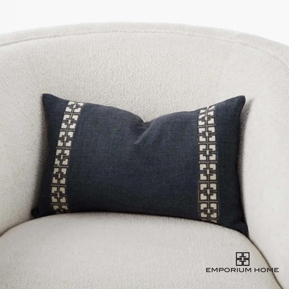 Icon Lumbar Pillow Gunmetal on Cream 19"