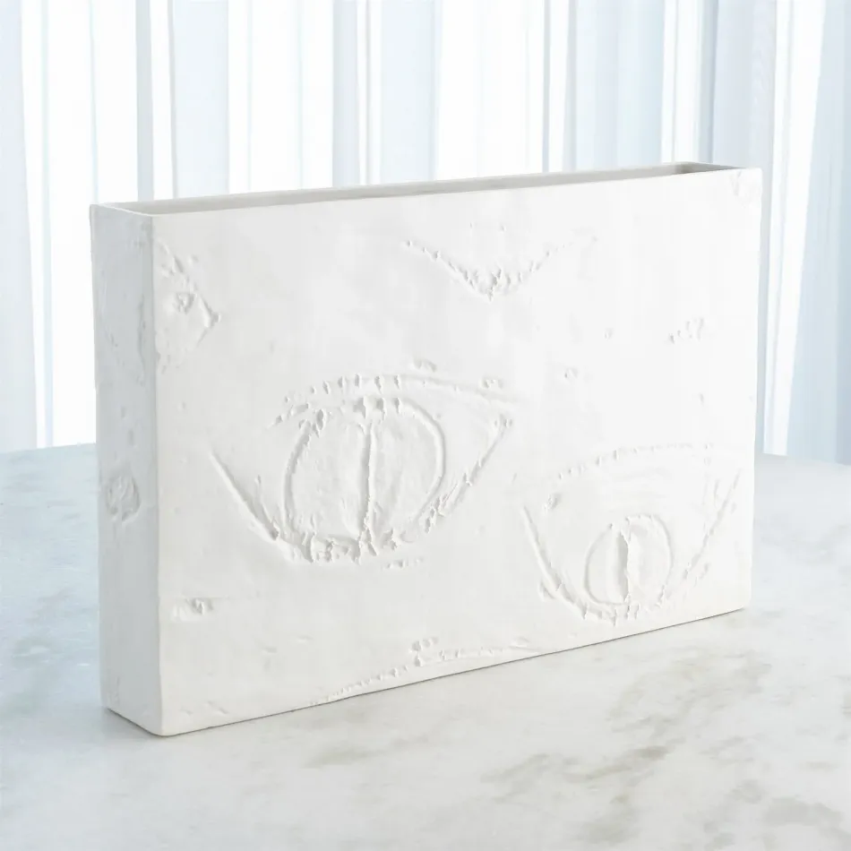 Tree Bark Texture Vase Matte White Large