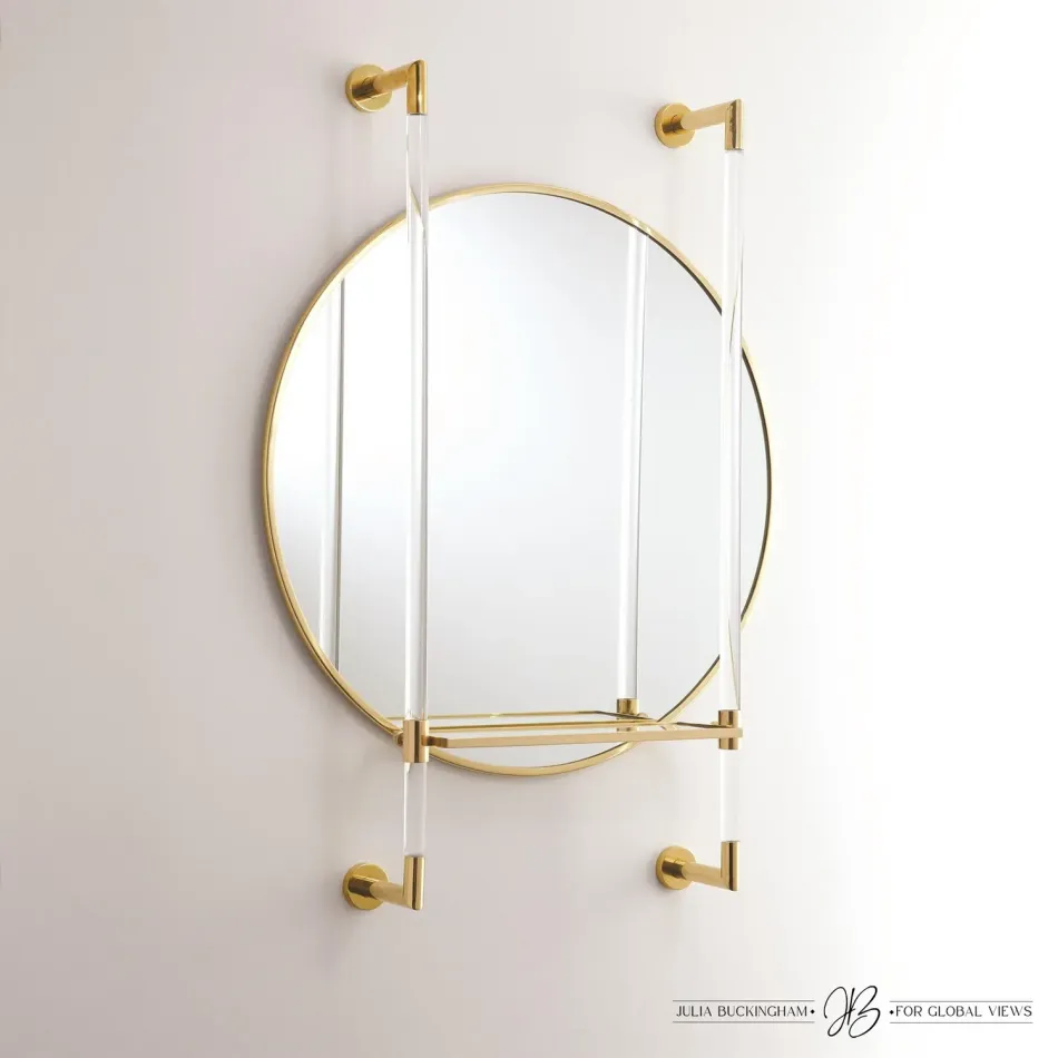 Hadley Mirror Brass w/Glass Shelf