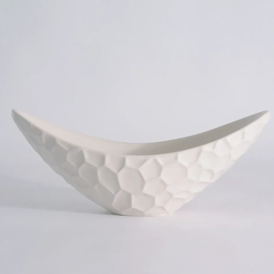 Honeycomb Long Bowl Matte White