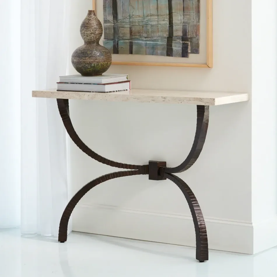Teton Console Bronze w/Travertine Top
