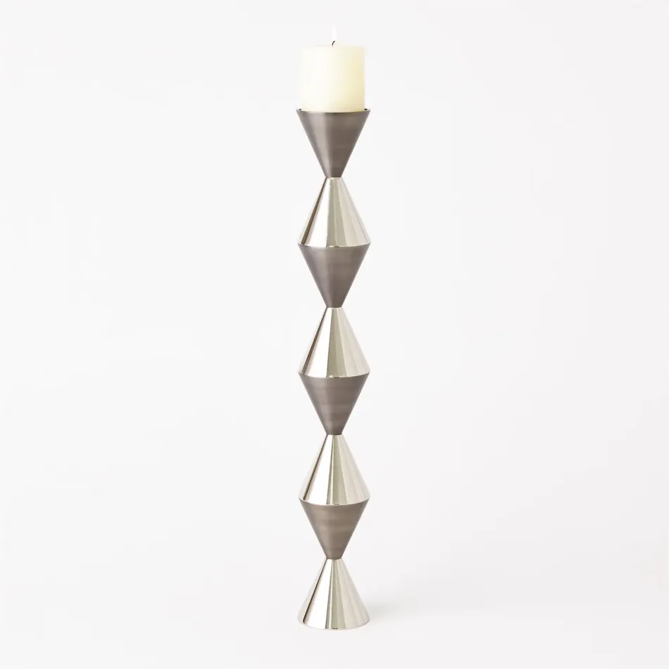 Italian Diamond Candle Holder Gunmetal/N