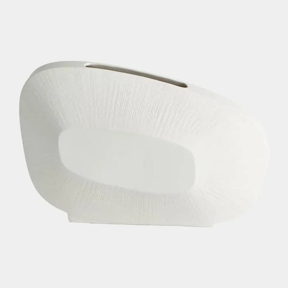 Offset Matte White Square Scratch Vase Large