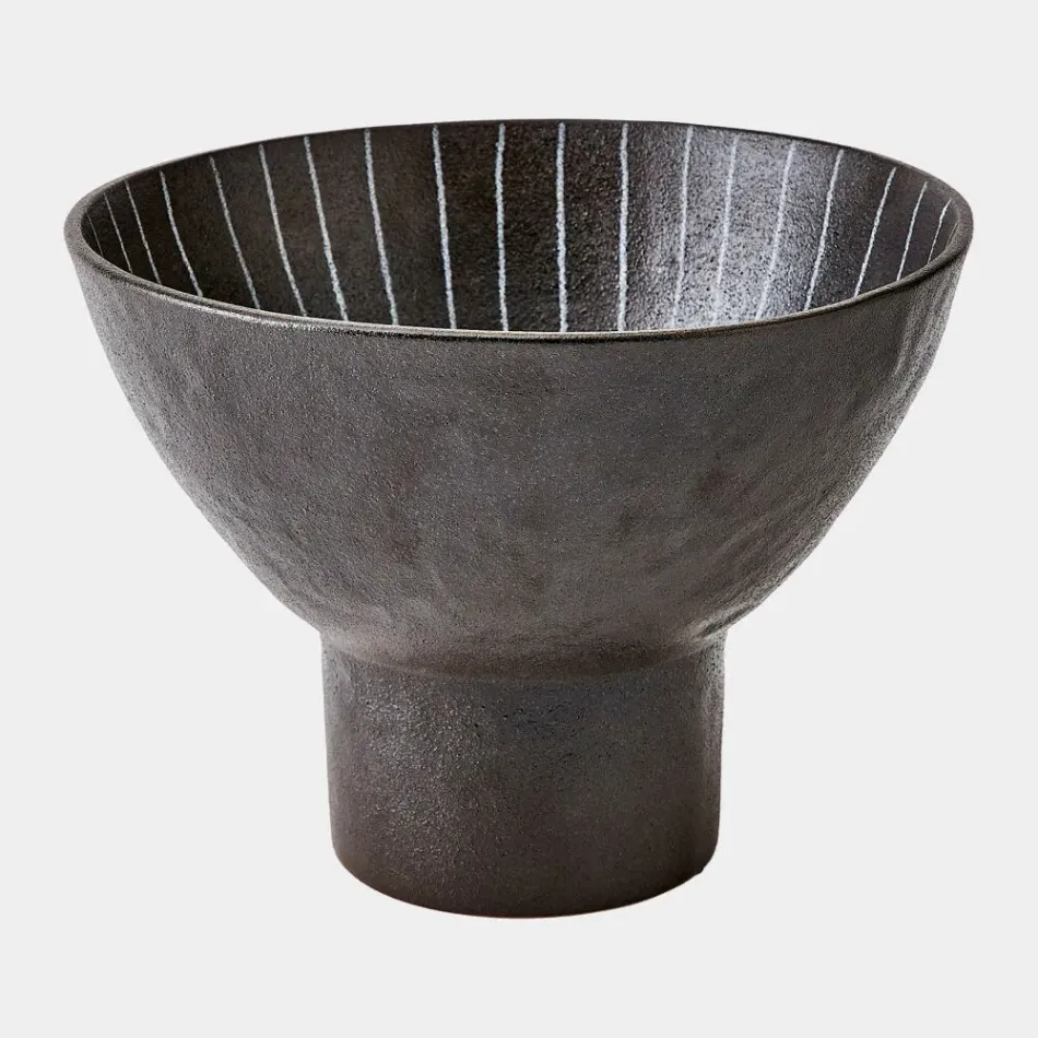 Cinder Striped Footed Bowl 8"H x 12"W x 12"D