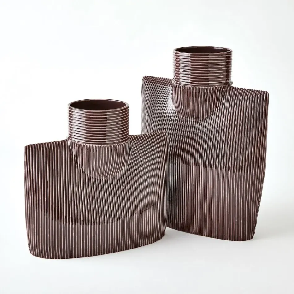 Ribbed Plum Collar Vase