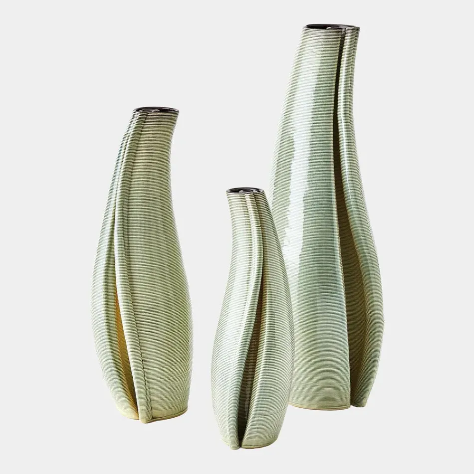 Rift Washed Green Vase