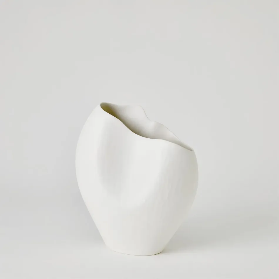 Horn Vase Matte White Small