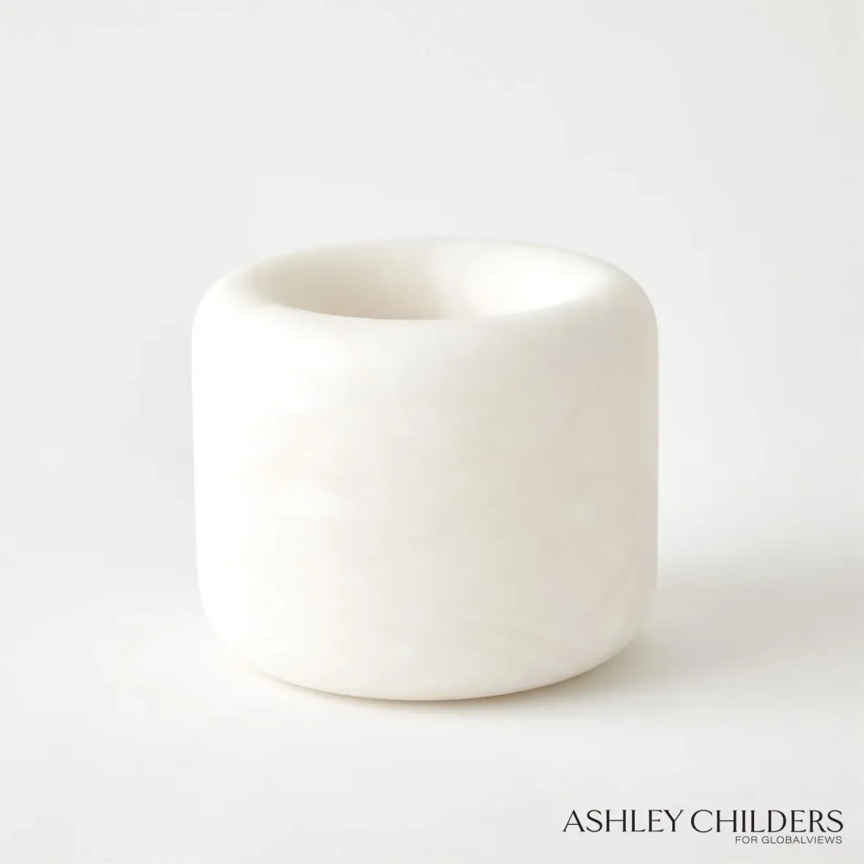 Alabaster Ring Bowl White Tall