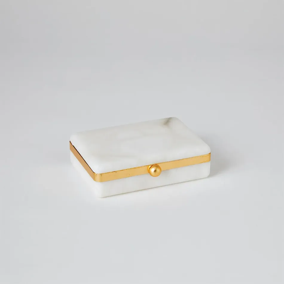 Gold Band Swivel Alabaster Box Medium