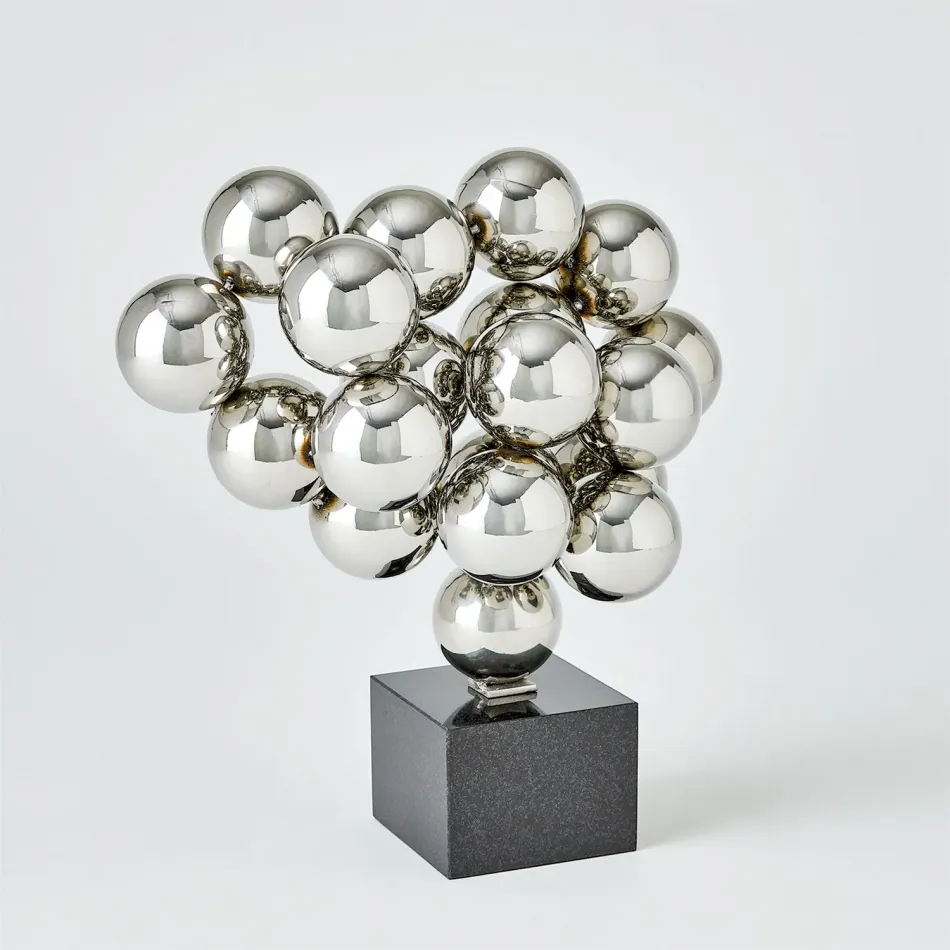 Sphere Sculpture Nickel w/Black Granite