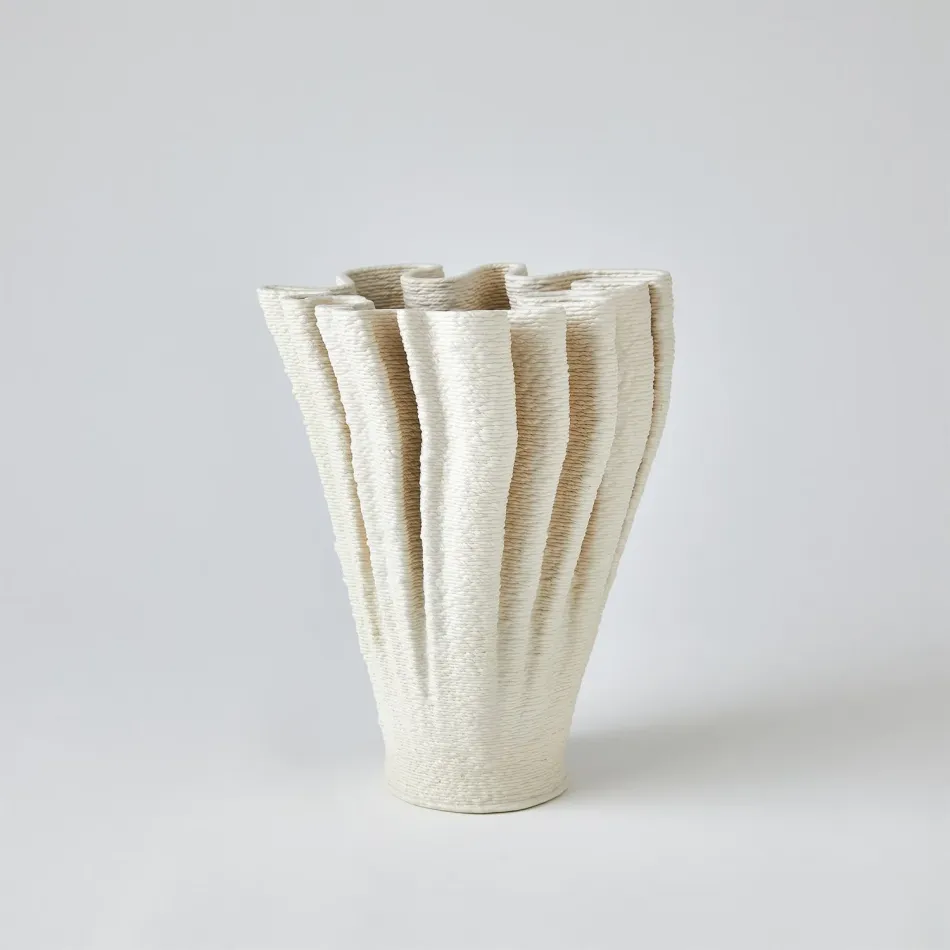 Ripple Printed Vase Matte White Tall