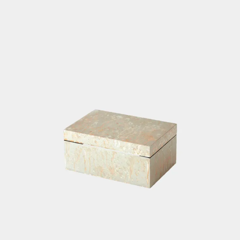 Champagne Silver Leaf Box 4"H x 6"W x 9"D