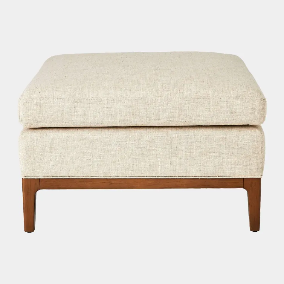 Laguna Natural Wood-Muslin Ottoman