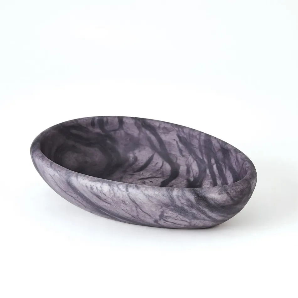 Oblique Alabaster Bowl Black Large