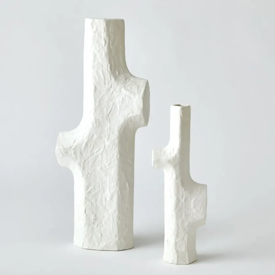 Tiered Trunk Matte White Vase