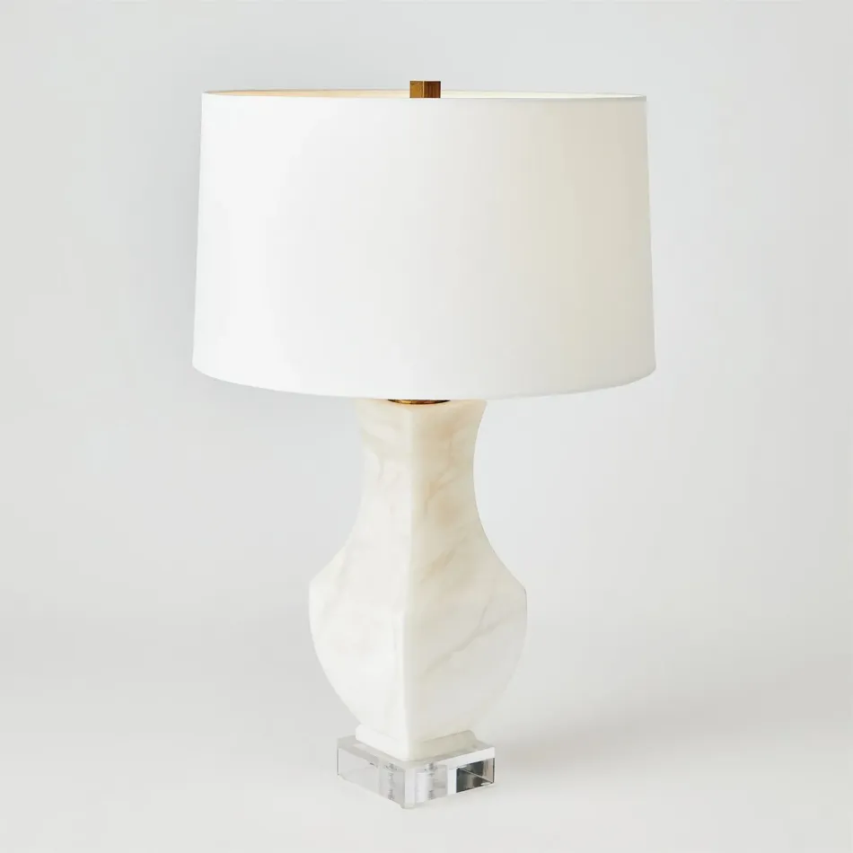 Alabaster Square Urn Lamp