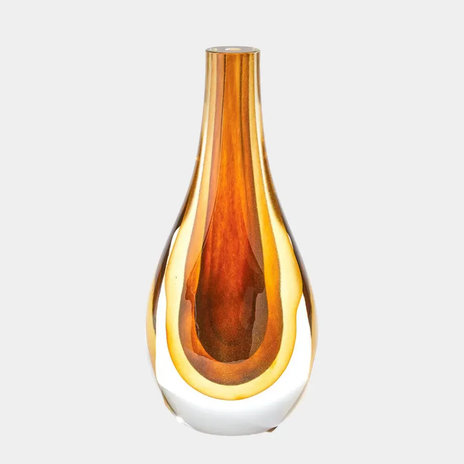 Gradient Amber Vase 16"H x 5"W x 7"D