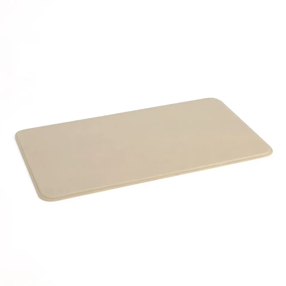 Radius Edge Leather Desk Blotter Beige